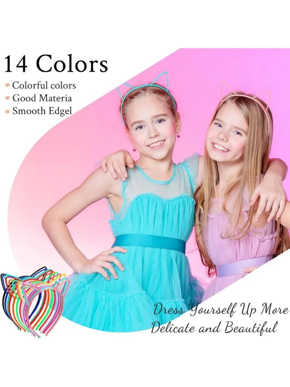 70 Pcs Cat Ears Headbands for Kids & Women - Colorful Halloween Hair Accessories